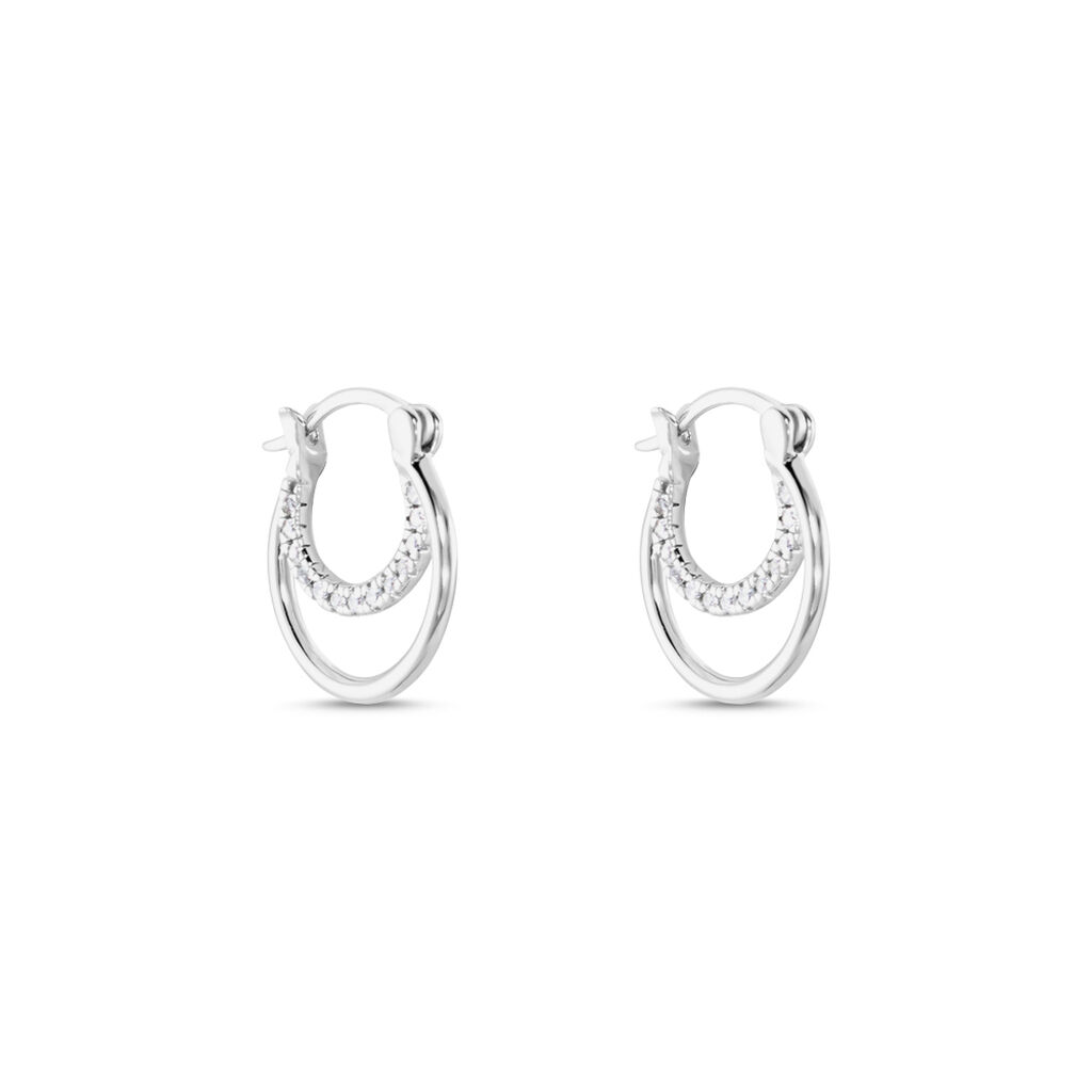 Cr&eacute;oles Argent Blanc Linnette Oxydes De Zirconium - Boucles d'oreilles cr&eacute;oles Femme | Histoire d&rsquo;Or