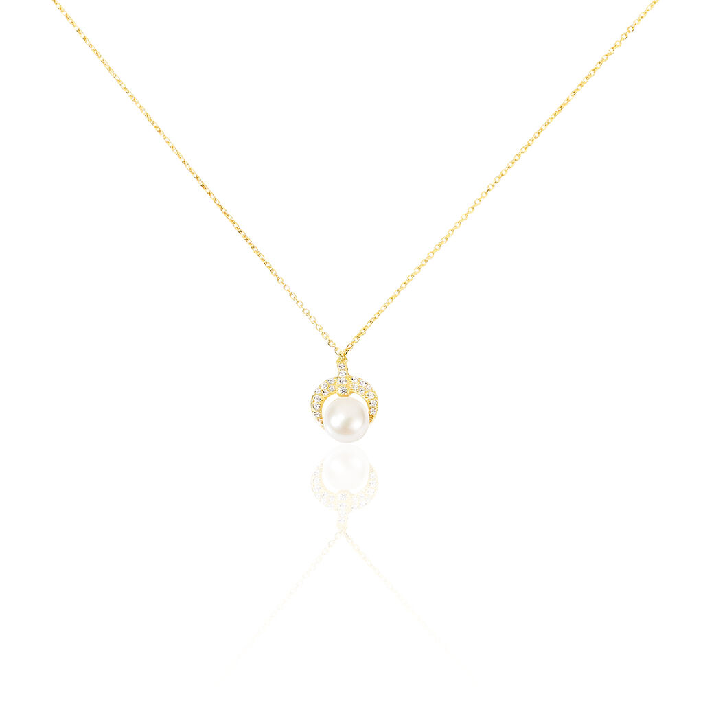 Collier Aloys Or Jaune Perle De Culture Et Oxyde De Zirconium