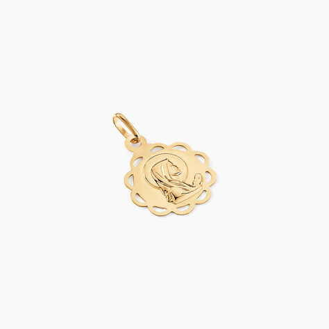 Pendentif Vierge Rond Dentelle Or Jaune - Pendentifs Baptême Famille | Histoire d’Or