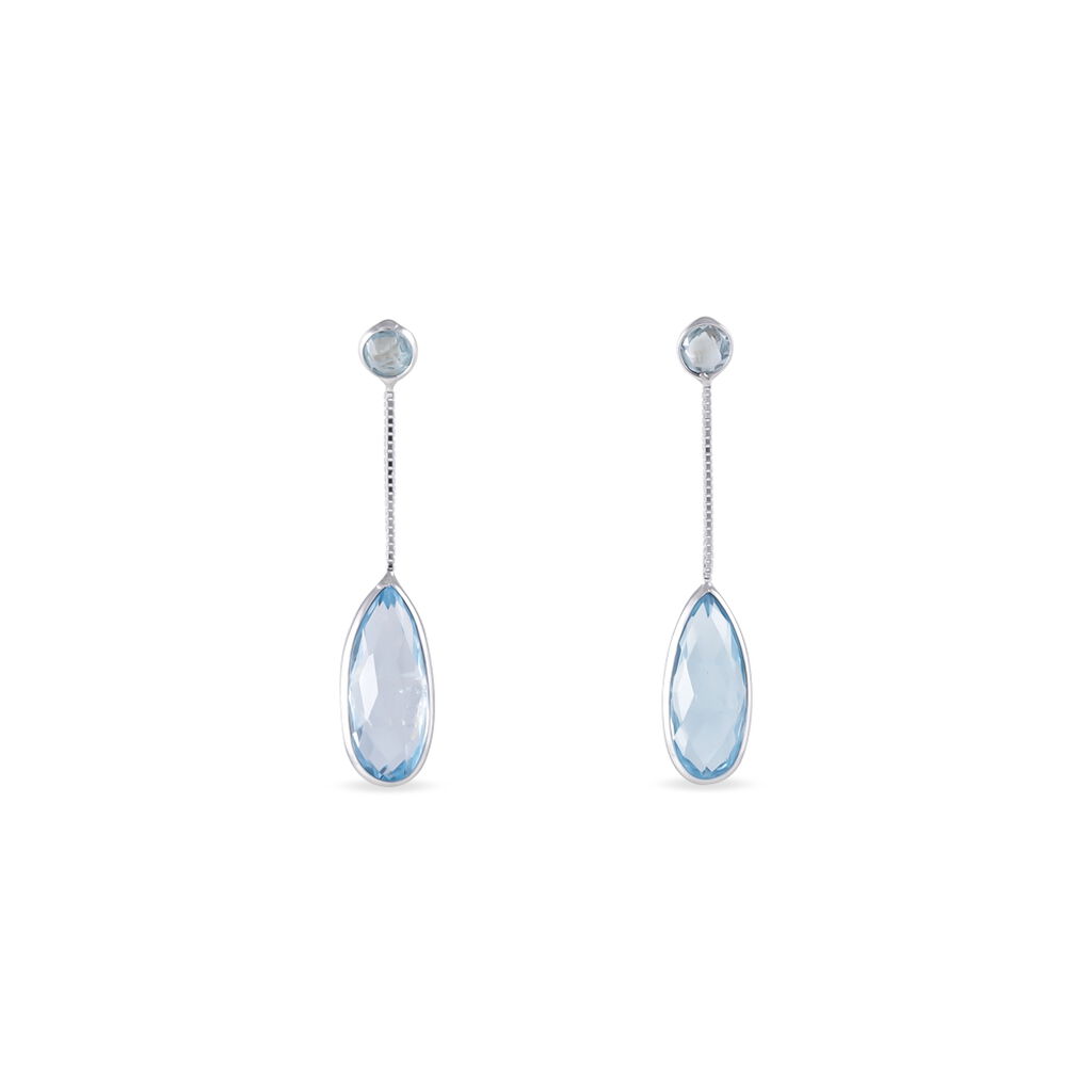 Boucles D'oreilles Pendantes Sela Or Blanc Topaze Et Sans - Boucles d'oreilles pendantes Femme | Histoire d&rsquo;Or