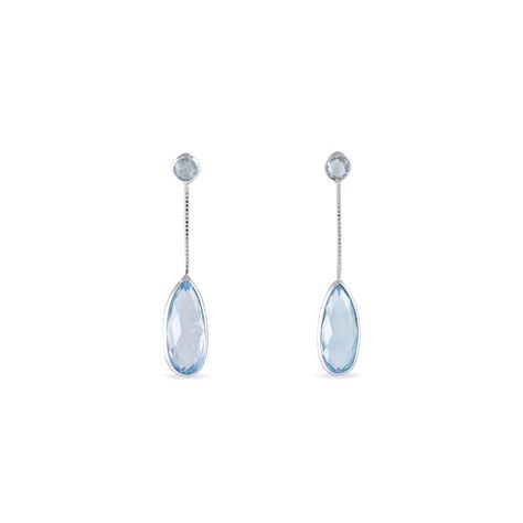 Boucles D'oreilles Pendantes Sela Or Blanc Topaze Et Sans - Boucles d'oreilles pendantes Femme | Histoire d&rsquo;Or