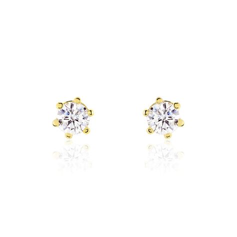 Boucles D'oreilles Puces Aconit Or Jaune Oxyde - Clous d'oreilles Femme | Histoire d’Or