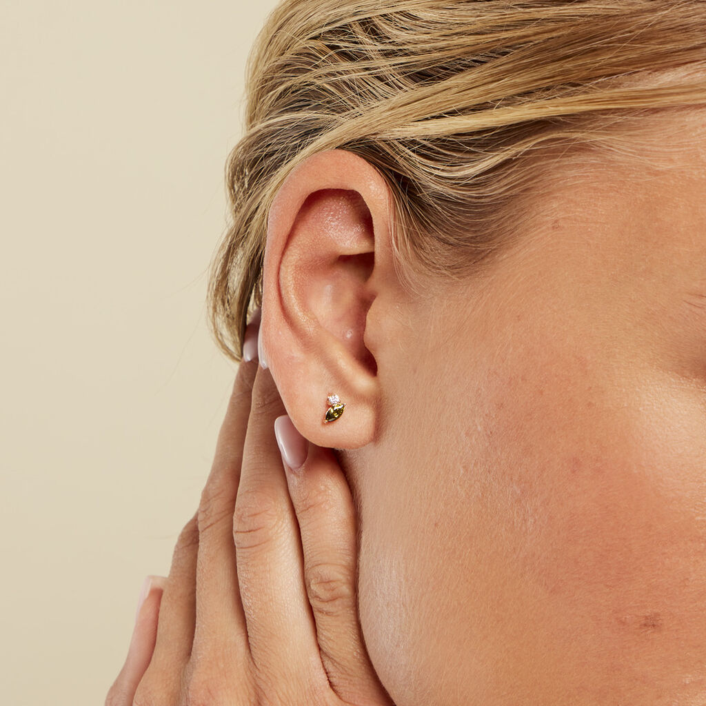 Boucles D'oreilles Puces Paulia Plaqué Or Jaune Oxyde De Zirconium - Boucles d'oreilles fantaisie Femme | Histoire d’Or