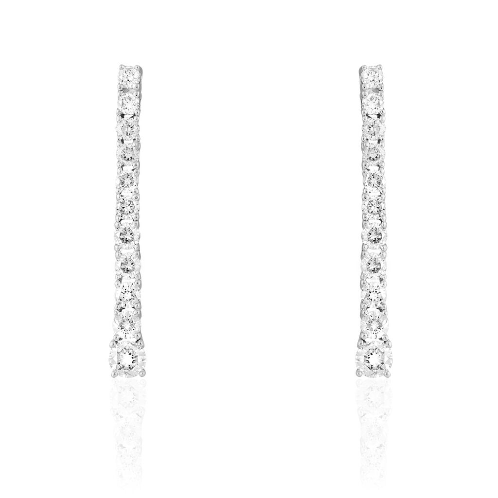 Boucles D'oreilles Puces Riviera Or Blanc Diamant - Boucles d'oreilles pendantes Femme | Histoire d&rsquo;Or
