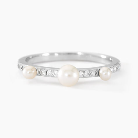 Bague Lua Argent Blanc Perle De Culture Oxyde De Zirconium - Bagues solitaires Femme | Histoire d’Or