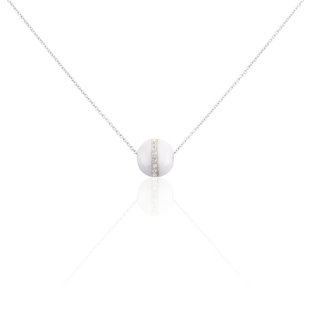 Collier Nina Cera Argent Blanc Strass Et Céramique - Colliers fantaisie Femme | Histoire d’Or
