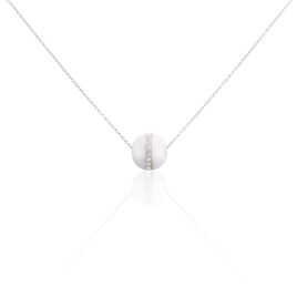 Collier Nina Cera Argent Blanc Strass Et Céramique - Colliers fantaisie Femme | Histoire d’Or