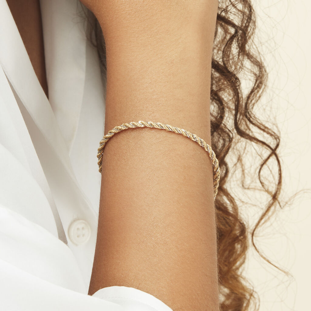Bracelet Jerryenne Maille Corde Et Venitienne Or Bicolore - Bracelets chaîne Femme | Histoire d’Or