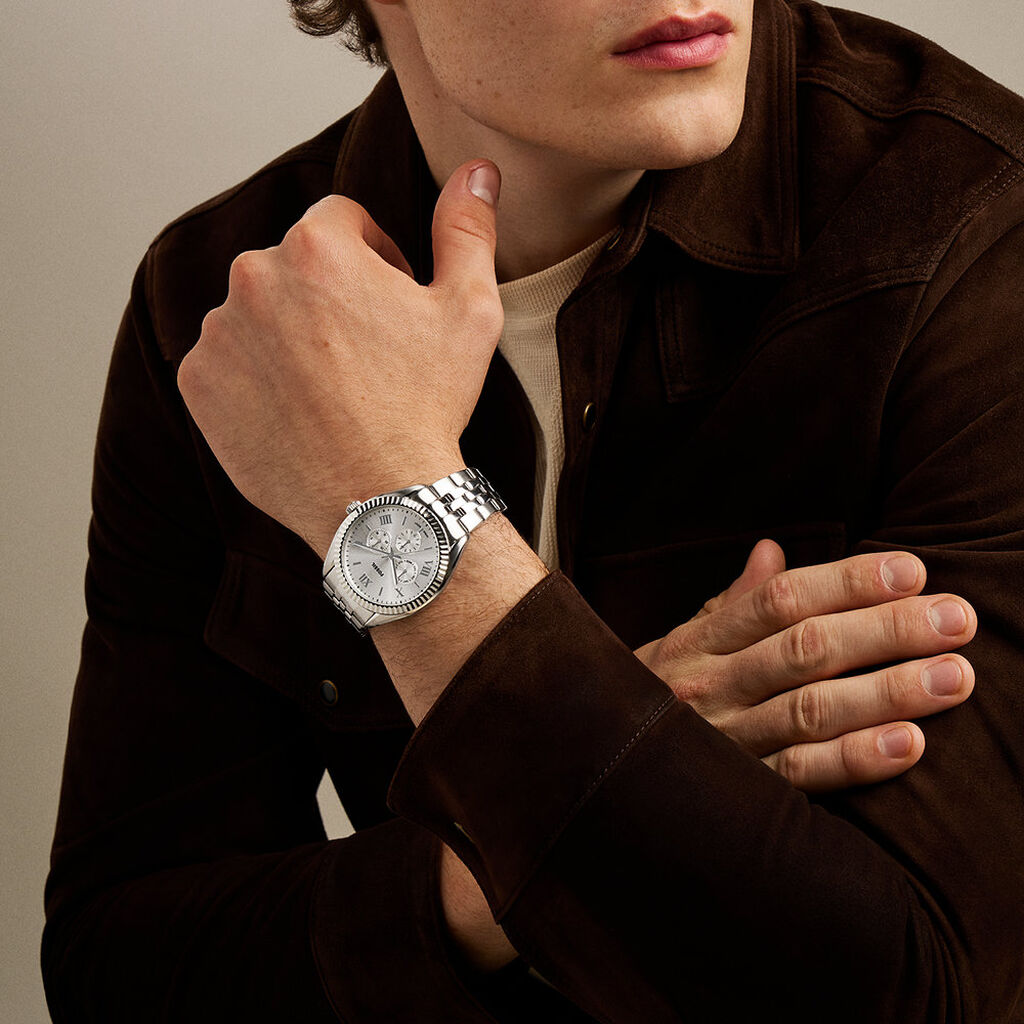 Montre Fossil Campbell Argent&eacute; - F&ecirc;te des p&egrave;res Homme | Histoire d&rsquo;Or