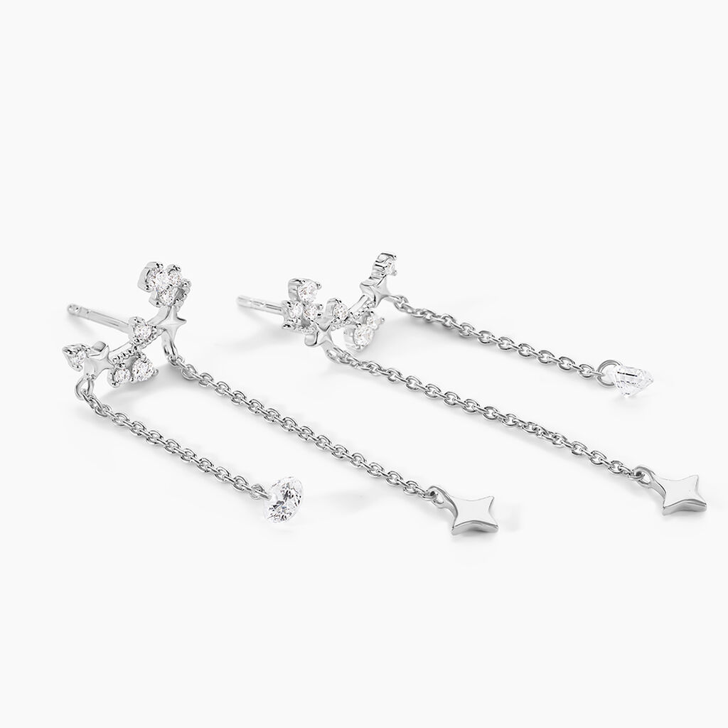 Boucles D'oreilles Puces Claodia Argent Blanc Oxyde De Zirconium - Boucles d'oreilles fantaisie Femme | Histoire d&rsquo;Or