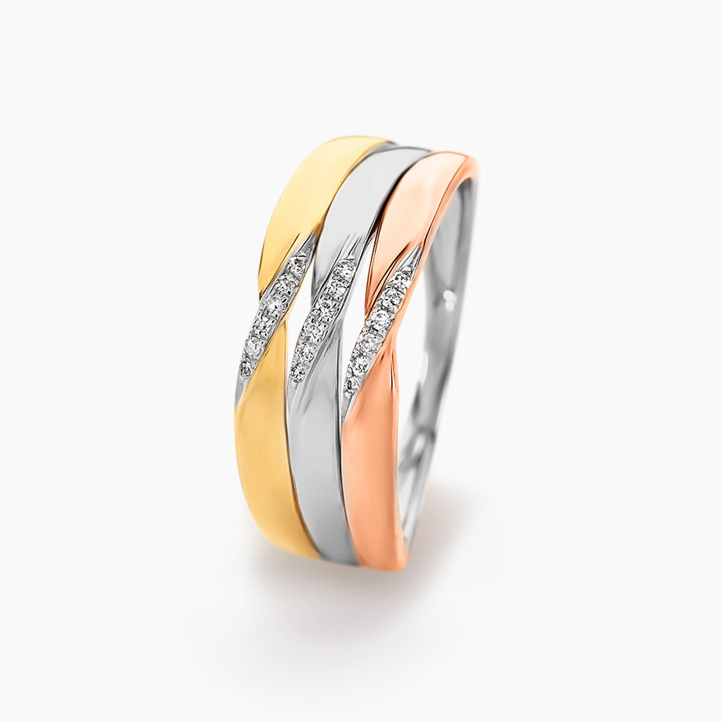 Bague Nesibe Or Tricolore Diamant - Bagues avec pierre Femme | Histoire d’Or