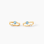Cr&eacute;oles Beaut&eacute; Bleut&eacute;e Or Jaune Topaze Oxyde De Zirconium - Boucles d'oreilles cr&eacute;oles Femme | Histoire d&rsquo;Or
