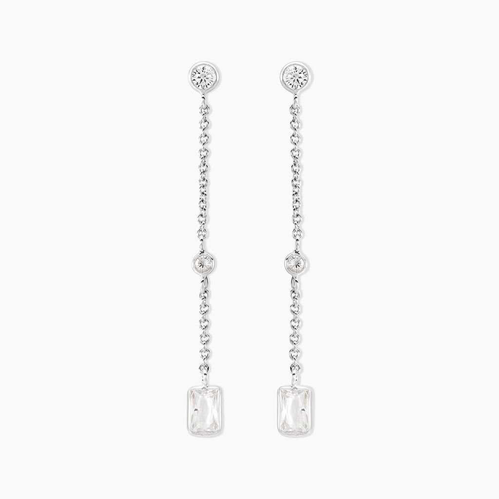 Boucles D'oreilles Puces Argane Argent Blanc Oxyde De Zirconium - Nouveautés Femme | Histoire d’Or