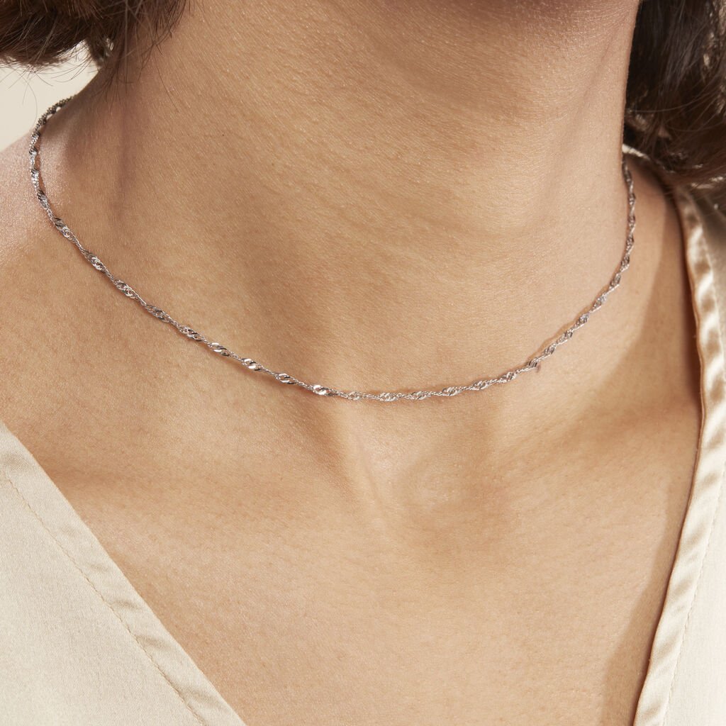 Chaîne Imanie Maille Singapour Or Blanc - Chaines Femme | Histoire d’Or
