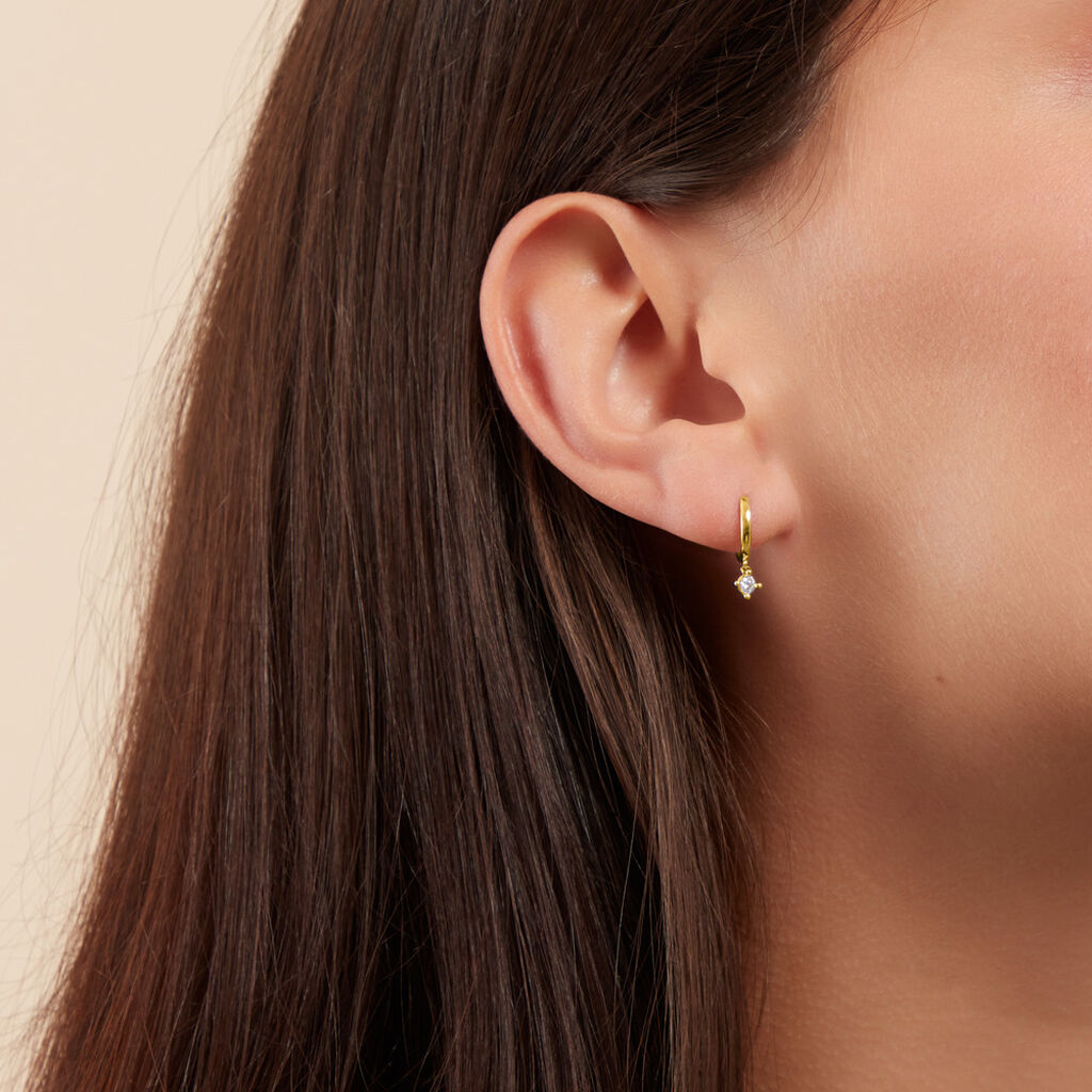 Créoles Claud Or Jaune Diamant Synthétique - Boucles d'oreilles créoles Femme | Histoire d’Or