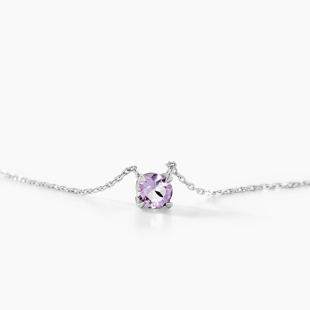 Collier Clair Or Blanc Amethyste - Colliers Femme | Histoire d’Or