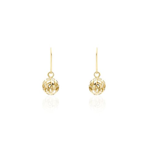 Boucles D'oreilles Pendantes Fidelia Boules Or Jaune - Boucles d'oreilles pendantes Femme | Histoire d’Or