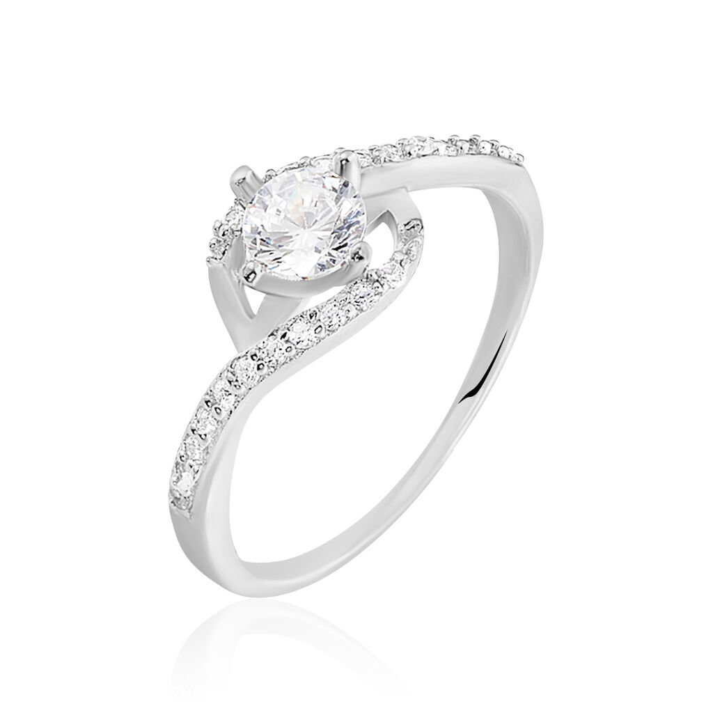 Bague Lines Argent Blanc Oxyde De Zirconium - Bagues solitaires Femme | Histoire d&rsquo;Or