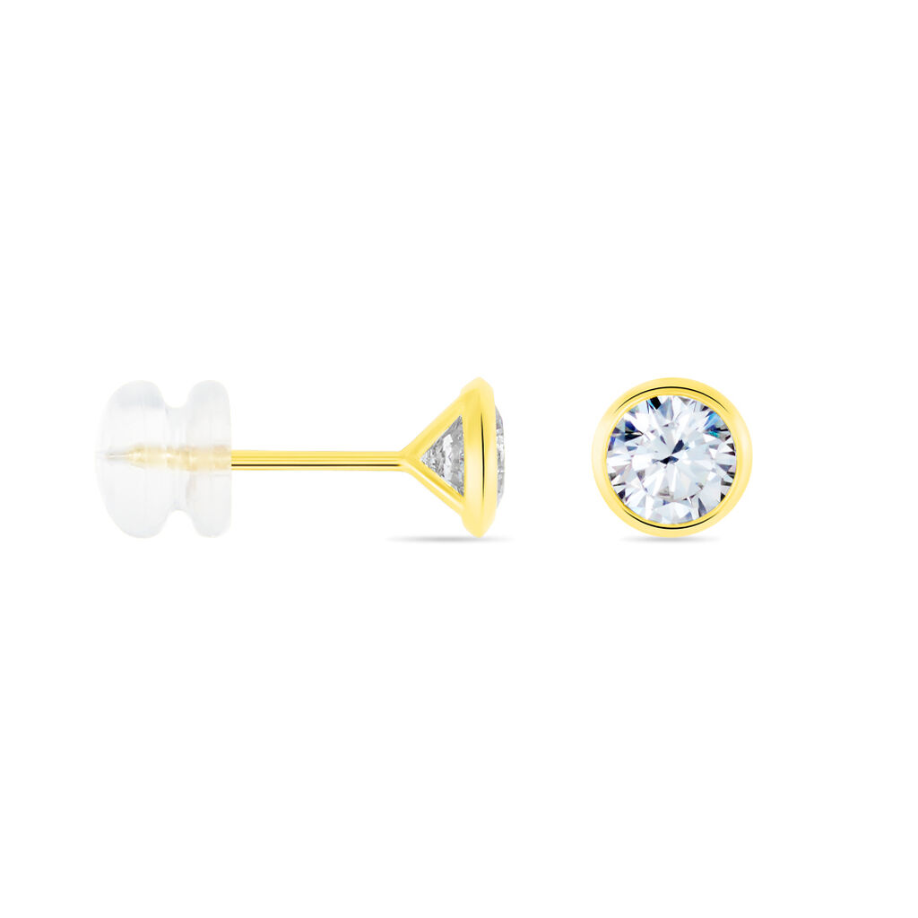 Boucles D'oreilles Puces Daria Serti Clos Or Jaune Oxyde De Zirconium - Clous d'oreilles Femme | Histoire d’Or