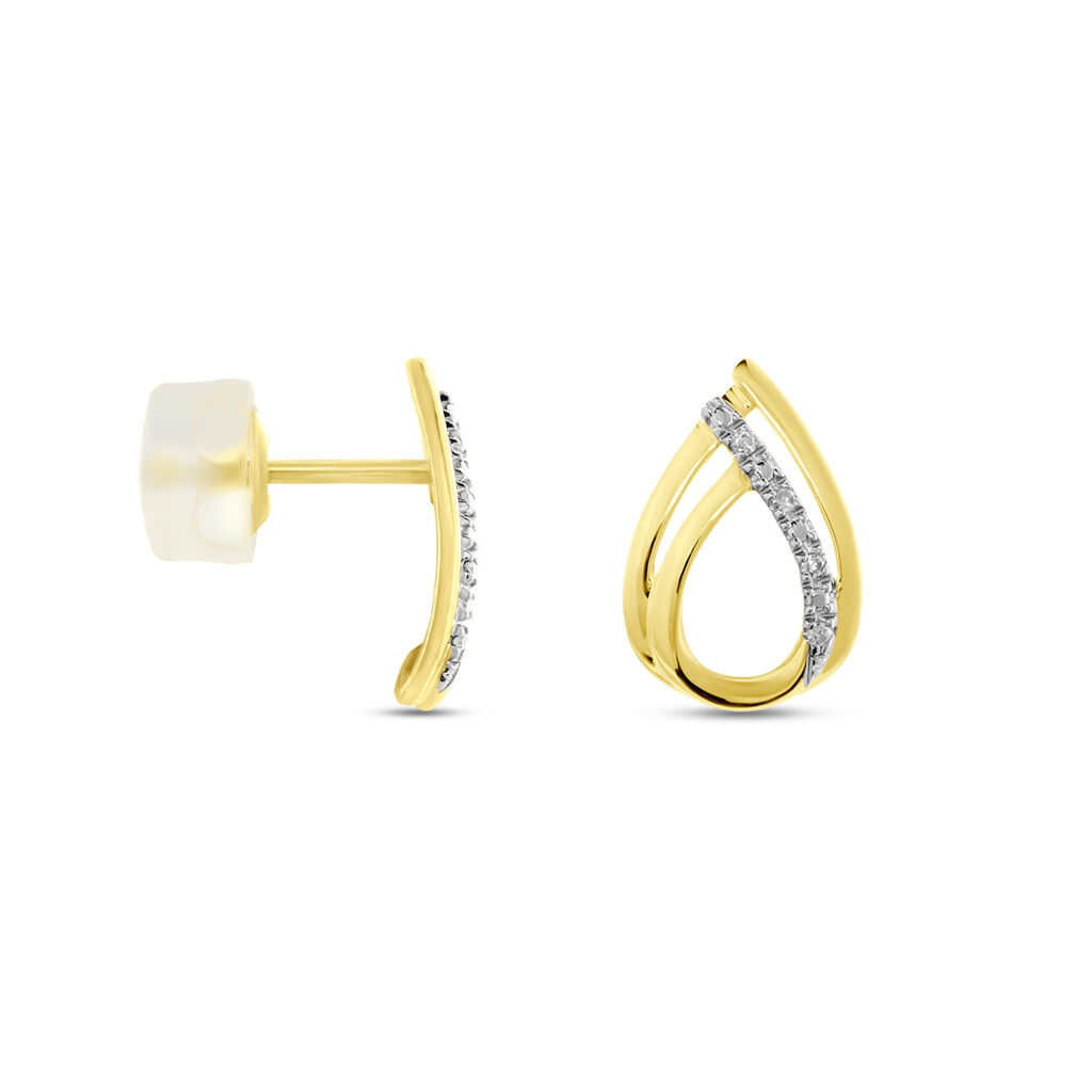 Boucles D'oreilles Puces Marilynn Or Bicolore Diamant Blanc - Clous d'oreilles Femme | Histoire d’Or