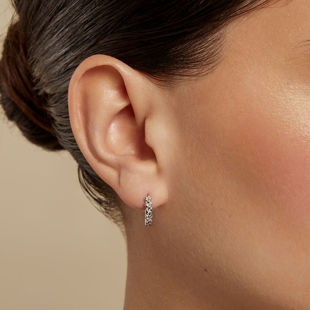 Créoles Toula Argent Blanc - Boucles d'oreilles créoles Femme | Histoire d’Or