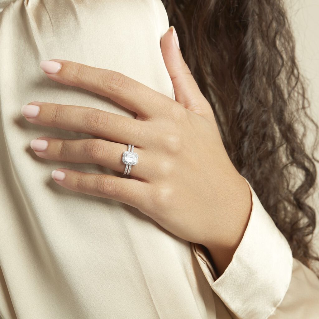 Bague Solitaire Accompagnž Or Blanc Addy Oxyde De Zirconium - Bagues solitaires Femme | Histoire d’Or