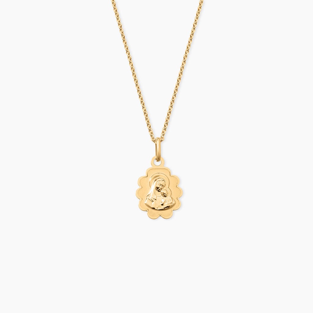 Pendentif Vierge Nuage Argent Dor&eacute; A L'Or 750/1000 - Pendentifs Communion Femme | Histoire d&rsquo;Or