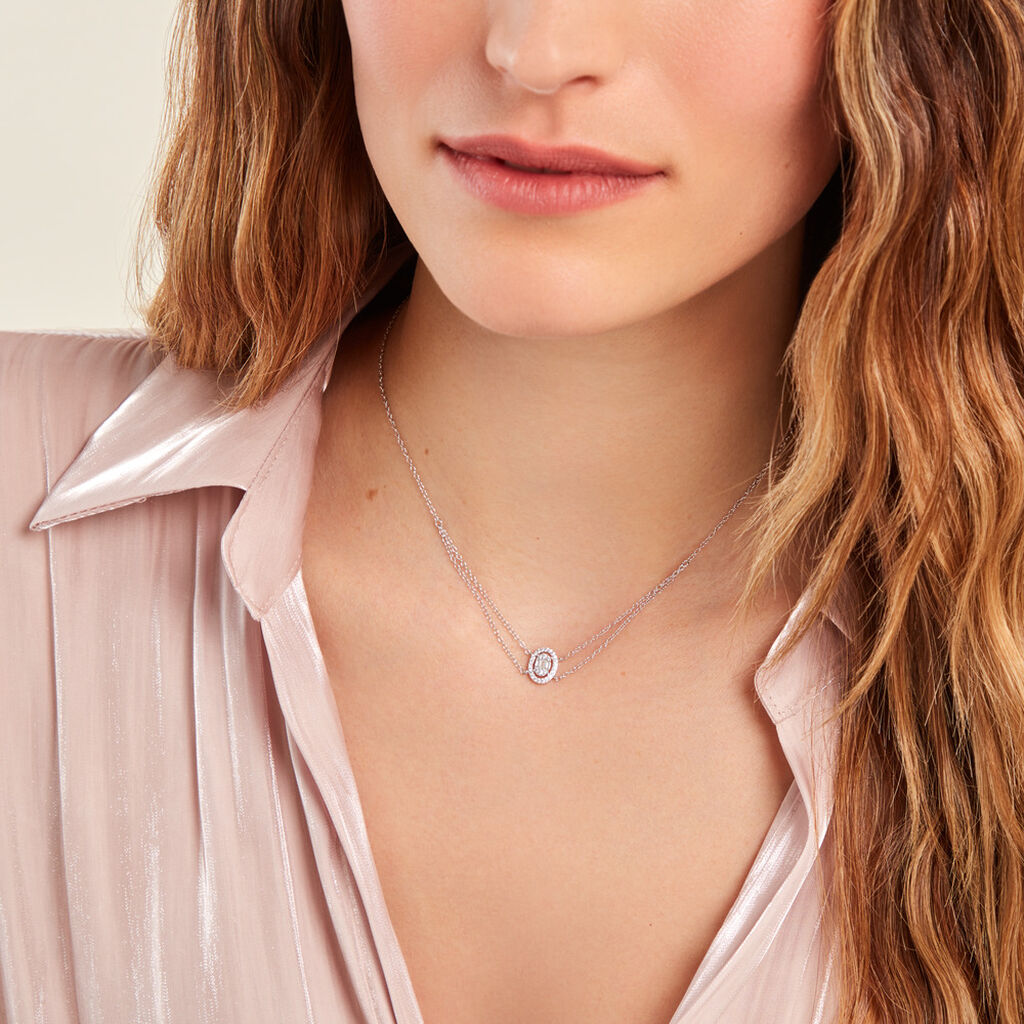 Collier Baroque Party Argent Blanc Oxyde De Zirconium - Ras de cou Femme | Histoire d’Or