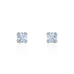 Boucles D'oreilles Puces Doreen Carre Or Blanc Oxyde De Zirconium - Clous d'oreilles Femme | Histoire d&rsquo;Or