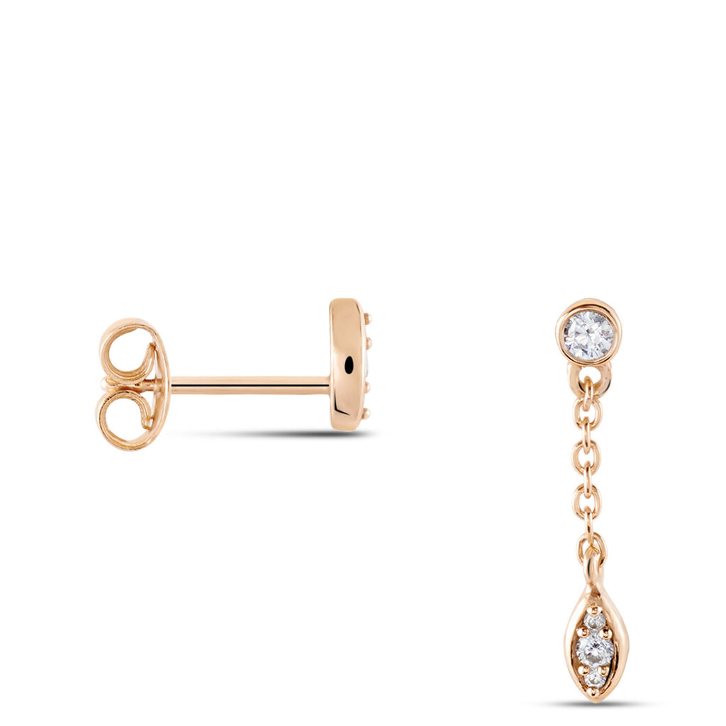Boucles D'oreilles Dépareillées Argent Rose Braiden Oxyde De Zirconium - Boucles d'oreilles fantaisie Femme | Histoire d’Or