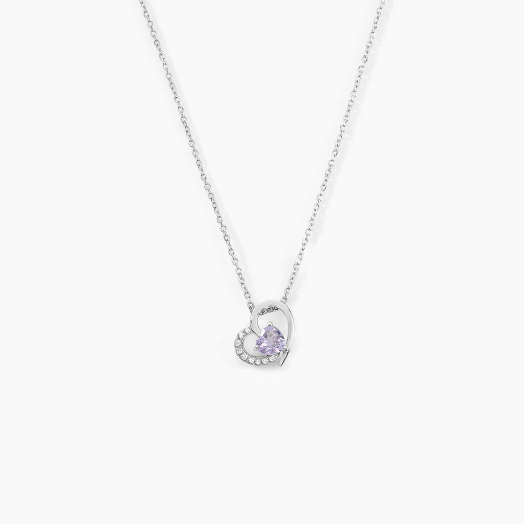 Collier Eliana Or Blanc Amethyste Et Oxyde De Zirconium - Colliers Femme | Histoire d&rsquo;Or