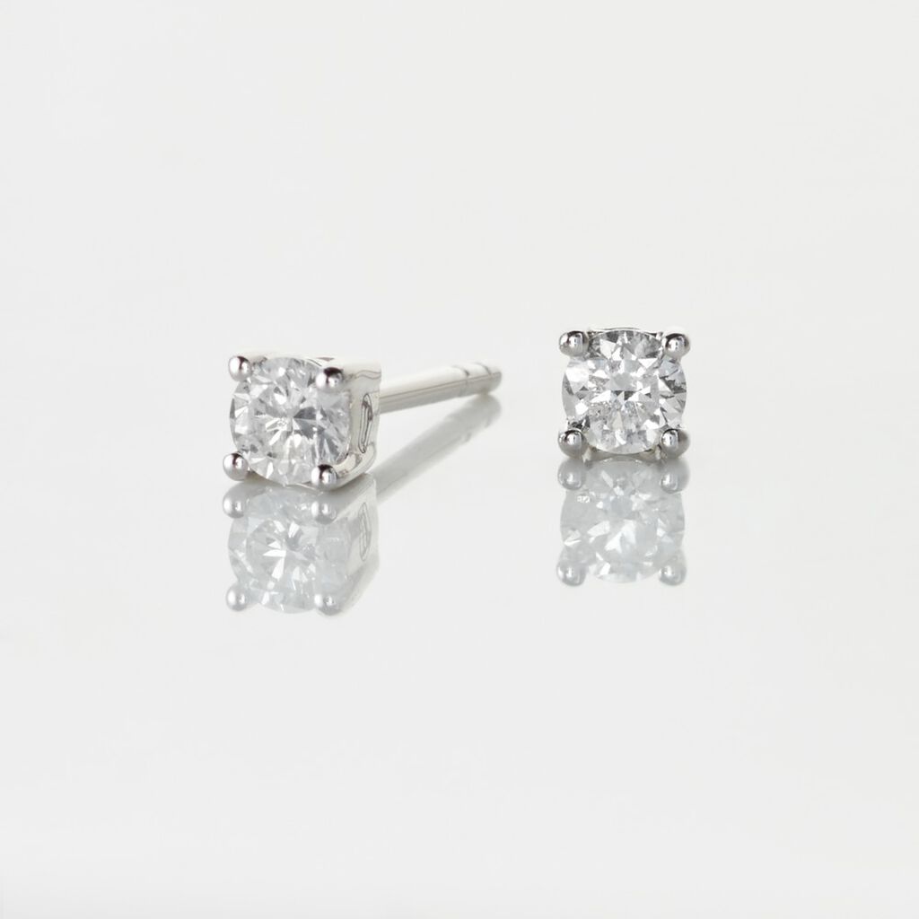 Boucles D'oreilles Puces Victoria Or Blanc Diamant - Clous d'oreilles Femme | Histoire d&rsquo;Or