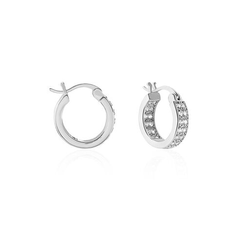 Créoles Argent Blanc Menelas Oxydes De Zirconium - Boucles d'oreilles créoles Femme | Histoire d’Or