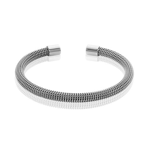 Bracelet jonc pour femme, acier gris inoxydable ♥ Lyn&Or Bijoux