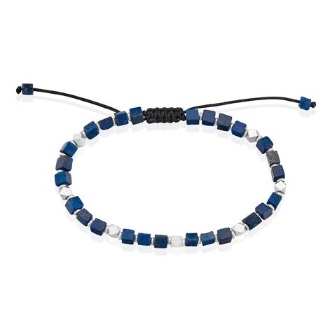 Bracelet Cusco Acier Blanc Lapis Lazuli - Bracelets cordon Homme | Histoire d’Or