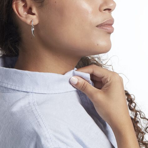 Créole Unitaire Argent Blanc Ancelin Oxydes De Zirconium - Boucles d'oreilles créoles Femme | Histoire d’Or