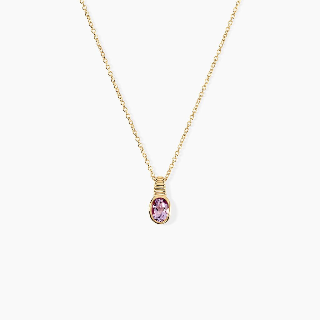 Collier Hila Argent Dor&eacute; A L'Or 750/1000 Am&eacute;thyste - Colliers pierre Femme | Histoire d&rsquo;Or