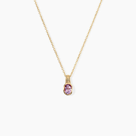 Collier Hila Argent Dor&eacute; A L'Or 750/1000 Am&eacute;thyste - Colliers pierre Femme | Histoire d&rsquo;Or