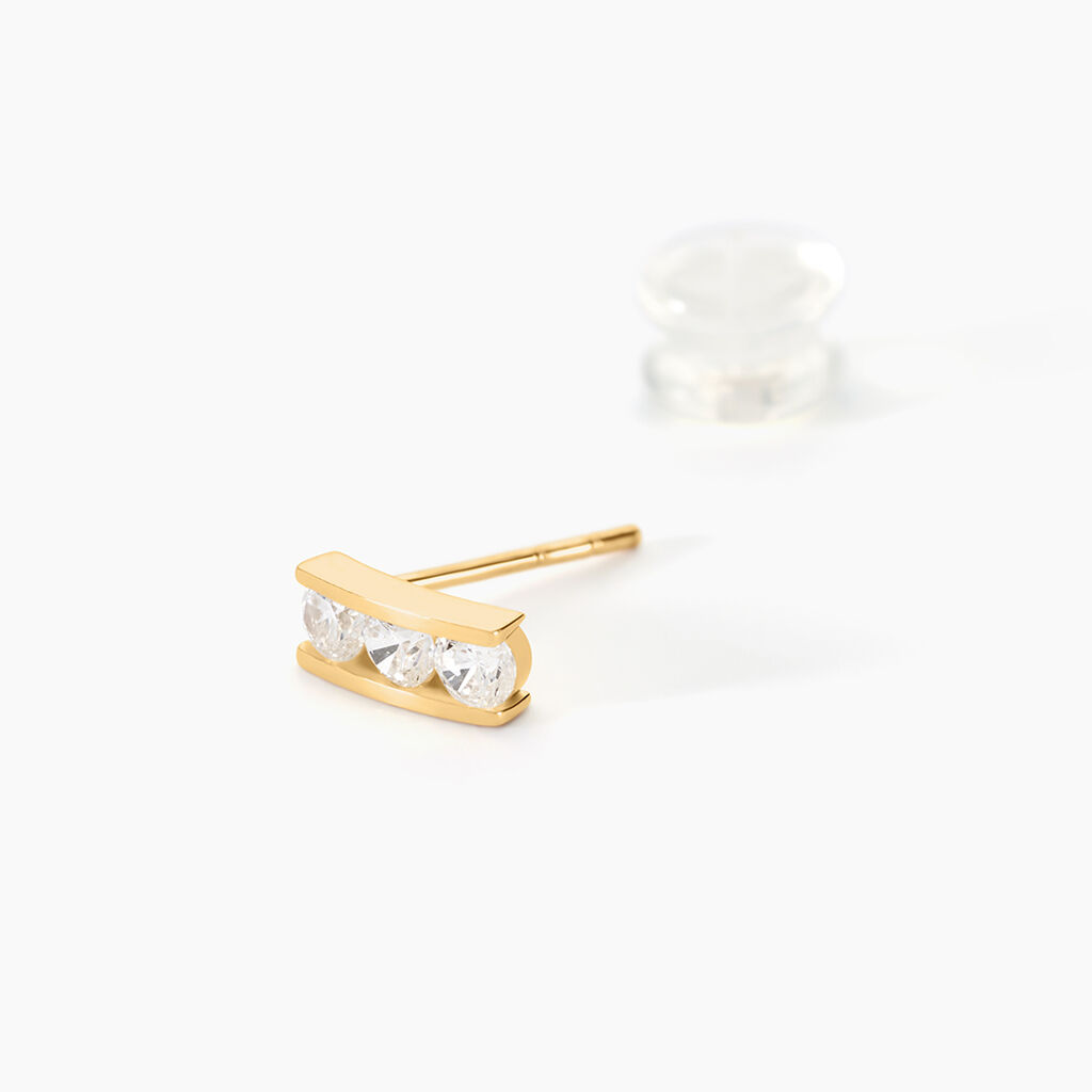 Boucles D'oreilles Puces Rachilda Or Jaune Oxyde De Zirconium - Clous d'oreilles Femme | Histoire d&rsquo;Or