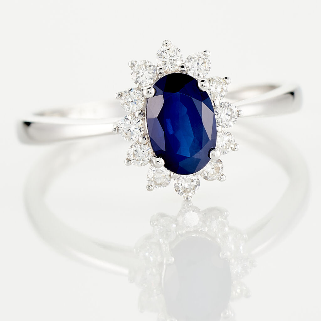 Bague Or Blanc Saphir Diamants - Bagues solitaires Femme | Histoire d’Or