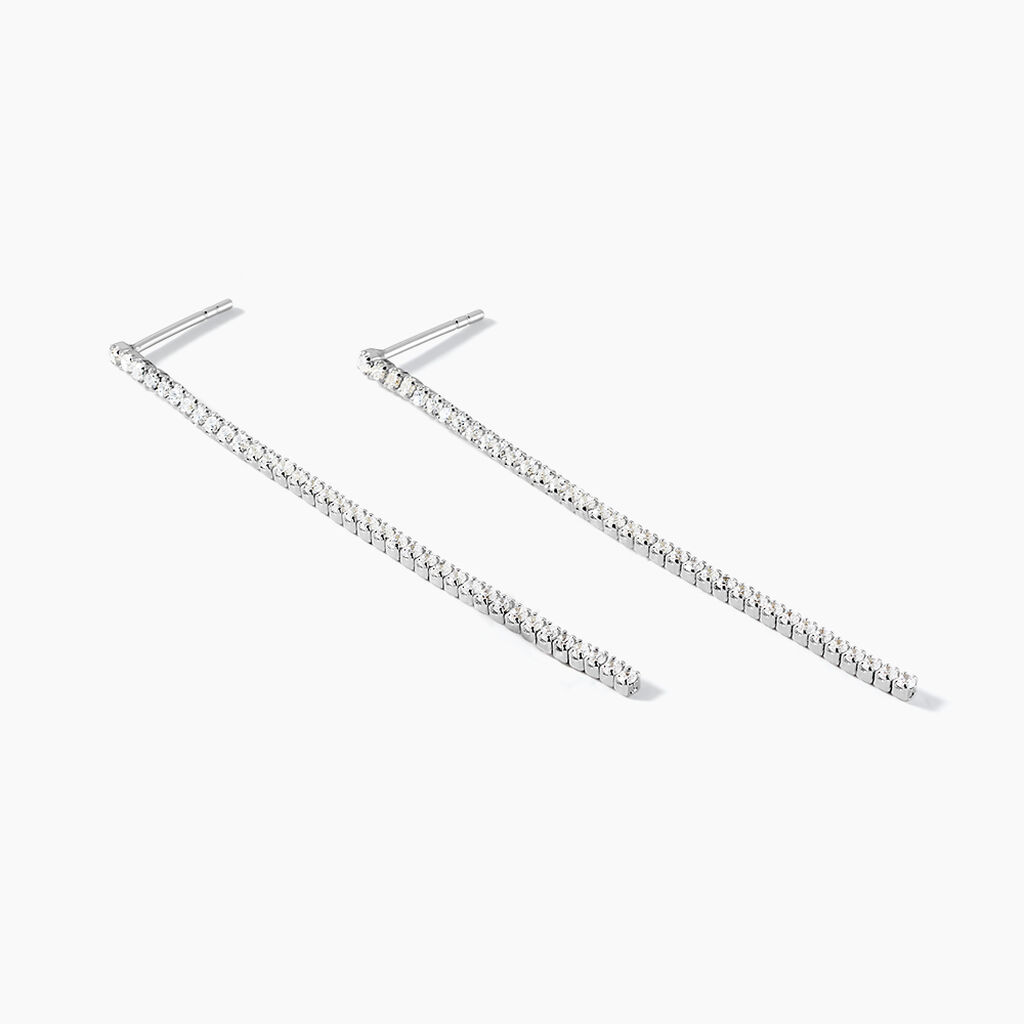 Boucles D'oreilles Pendantes Lou-anne Argent Blanc Oxyde De Zirconium - Boucles d'oreilles fantaisie Femme | Histoire d&rsquo;Or