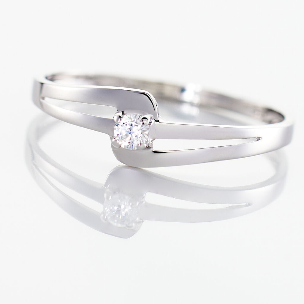 Bague Nesryne Or Blanc Oxyde De Zirconium - Bagues solitaires Femme | Histoire d’Or