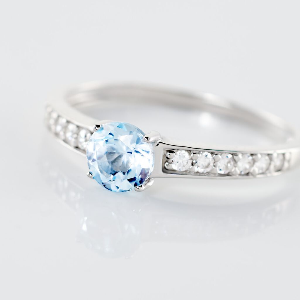 Bague Carrol Or Blanc Topaze Oxyde De Zirconium - Bagues solitaires Femme | Histoire d&rsquo;Or