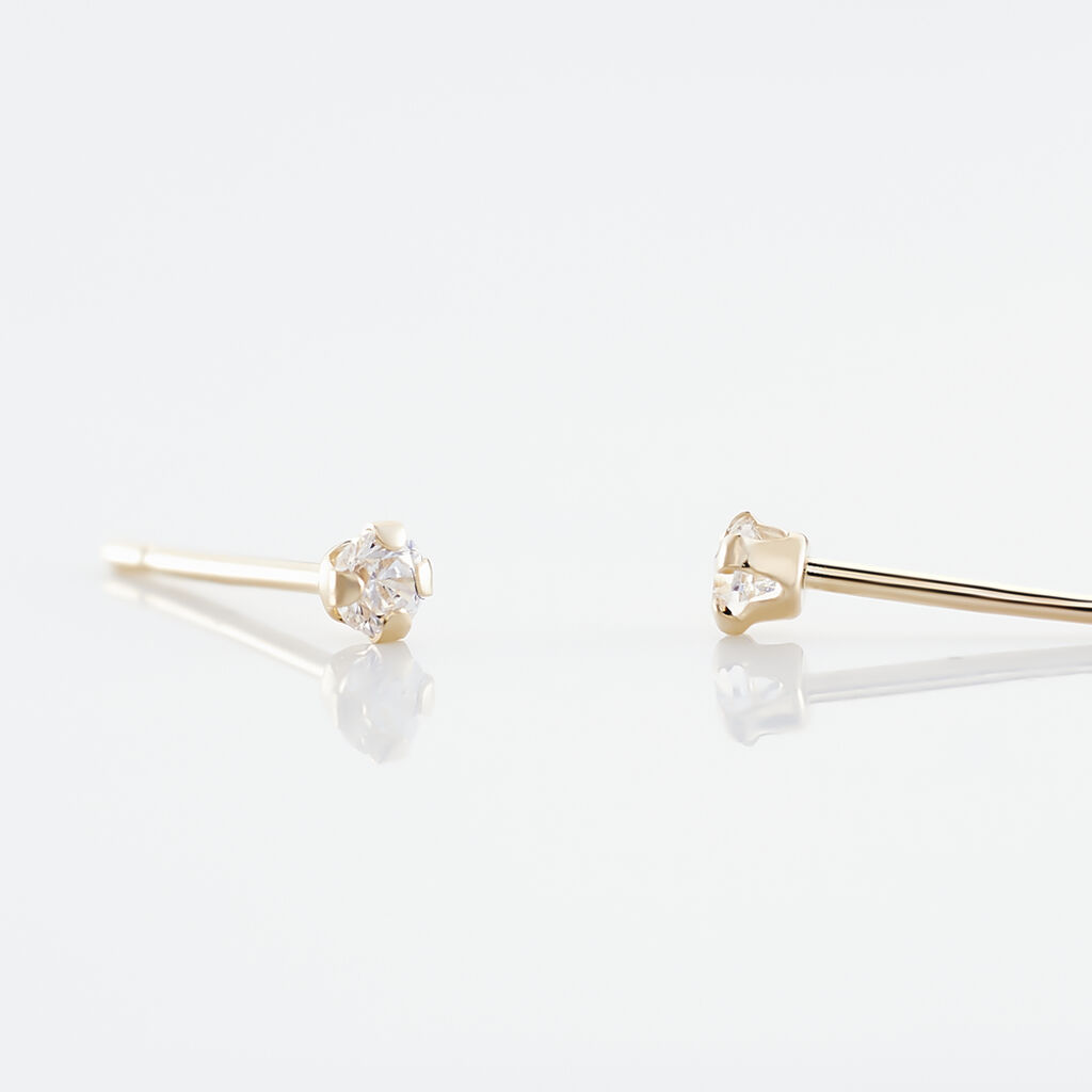 Boucles D'oreilles Puces Eddie Or Jaune Oxyde De Zirconium - Clous d'oreilles Femme | Histoire d&rsquo;Or