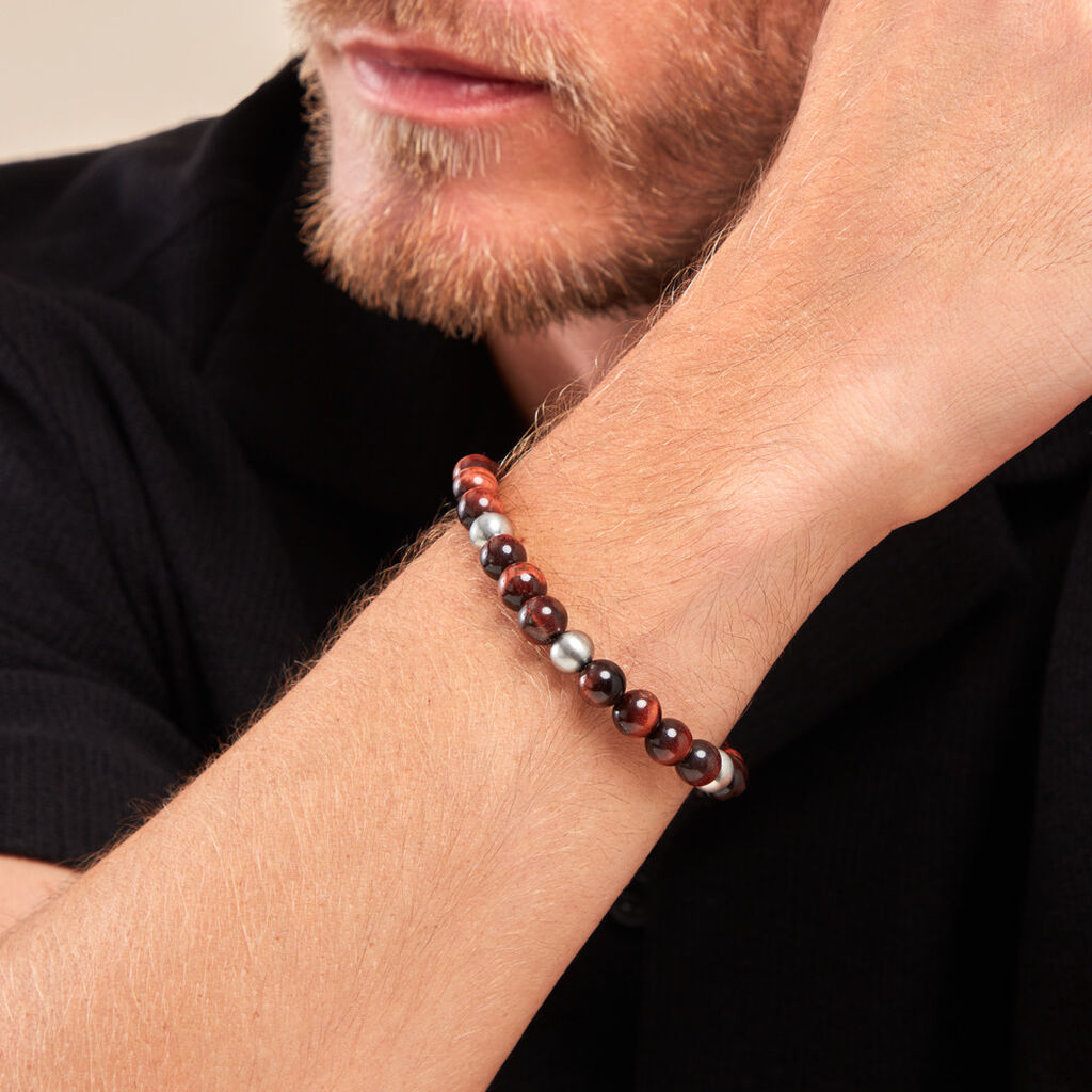 Bracelet Adonis Acier Blanc Oeil De Tigre - Bracelets Homme | Histoire d’Or