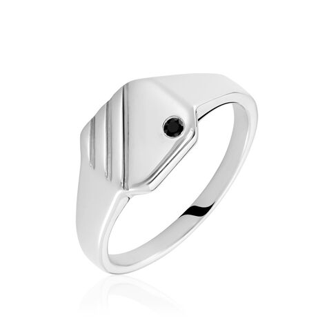 Chevalière Kaden Argent Blanc Oxyde De Zirconium Noir - Chevalières Homme | Histoire d’Or