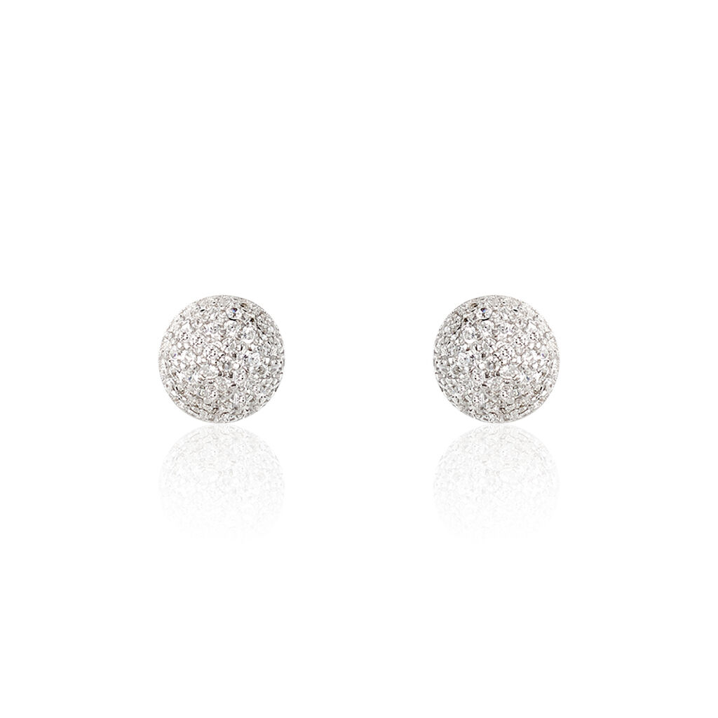 Boucles D'oreilles Puces Perta Argent Blanc Oxyde De Zirconium - Boucles d'oreilles fantaisie Femme | Histoire d’Or