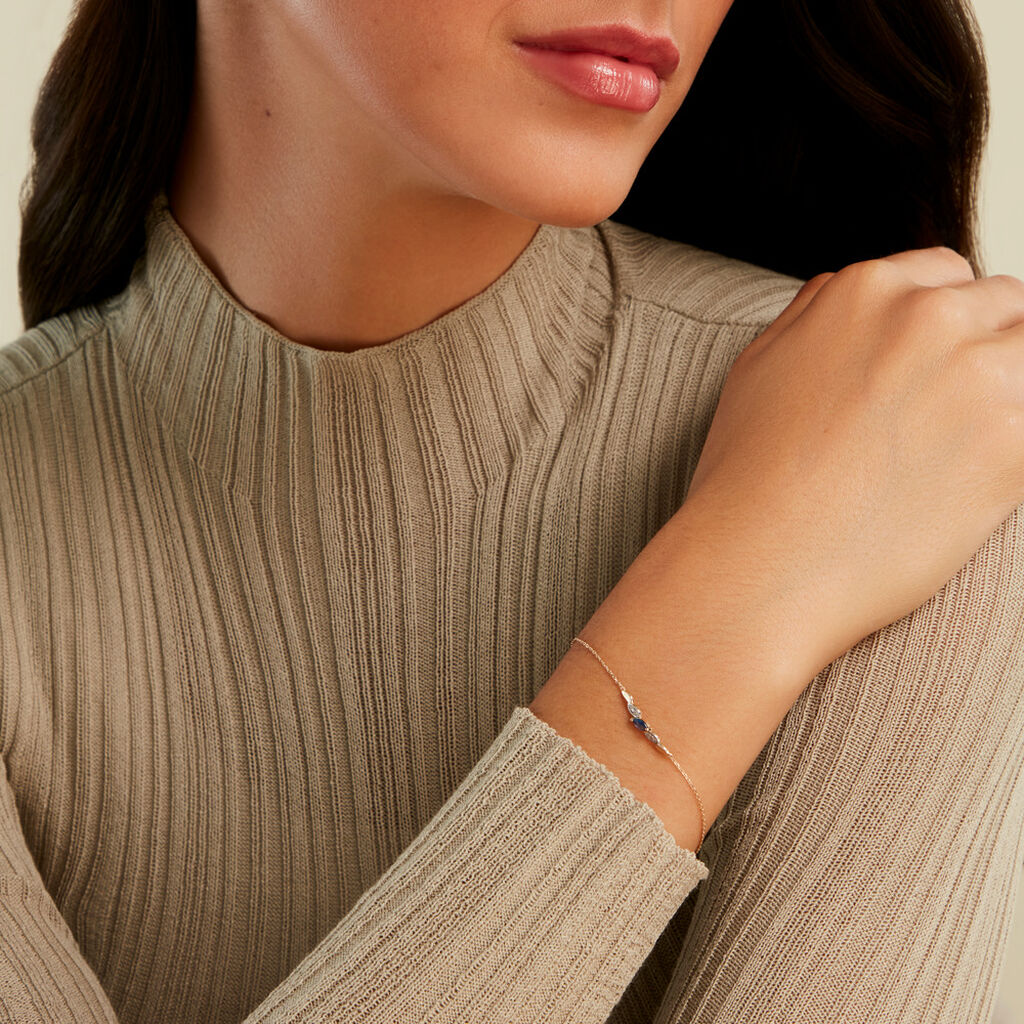 Bracelet Pr&eacute;cieux P&eacute;tales Or Jaune Saphir Et Diamants - Bracelets Femme | Histoire d&rsquo;Or