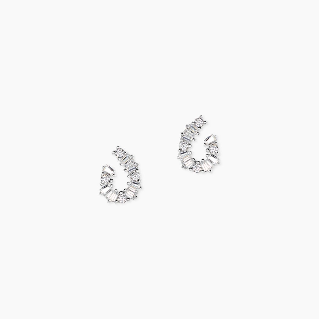 Boucles D'Oreilles Puces Baguette Argent Blanc Oxyde De Zirconium - Boucles d'oreilles fantaisie Femme | Histoire d&rsquo;Or