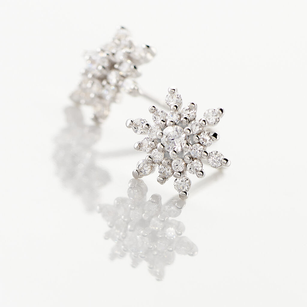 Boucles D'oreilles Puces Cyriac Argent Blanc Oxyde De Zirconium - Boucles d'oreilles fantaisie Femme | Histoire d’Or